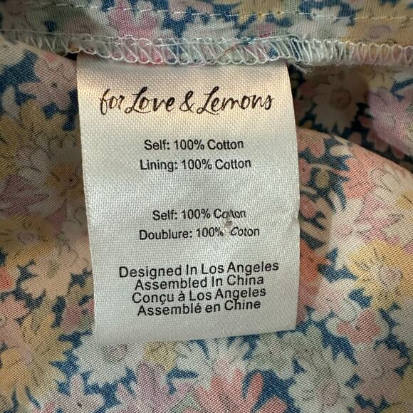 NWT For Love & Lemons Libby Mini Dress | Floral Pink Yellow | SZ M - Picture 14 of 15